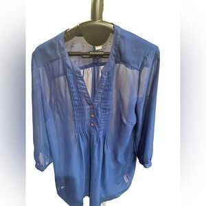 Motherhood Maternity Sheer Pintuck Blouse - Small - Royal Blue